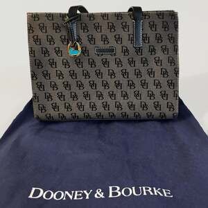 Dooney & Bourke Signature Monogram East West Tote Bag in Black and Grey Canvas